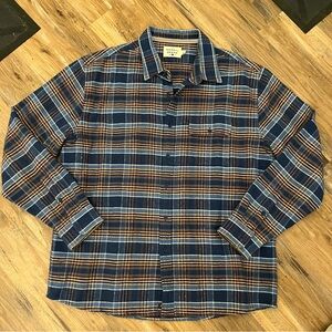 Mens the normal brand brushed button up plaid flannel shirt sz XL blue red